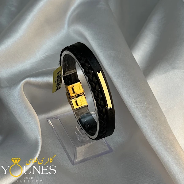 دستبند طلا مردانه چرم L104